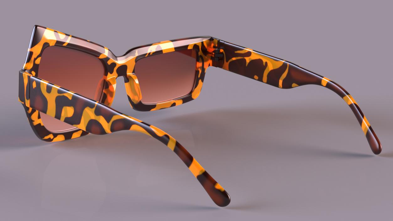 Tortoise Asymmetrical Sunglasses 3D