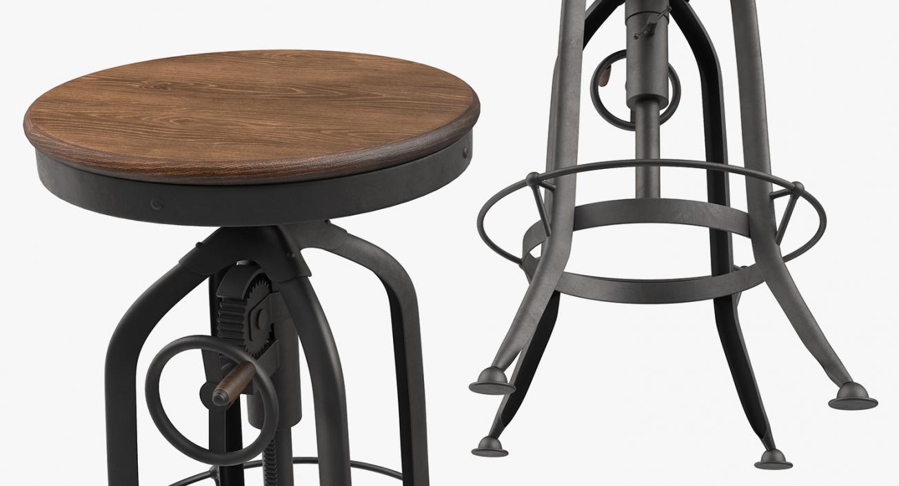 Pittsburgh Crank Standing Desk with Barstool 3D model