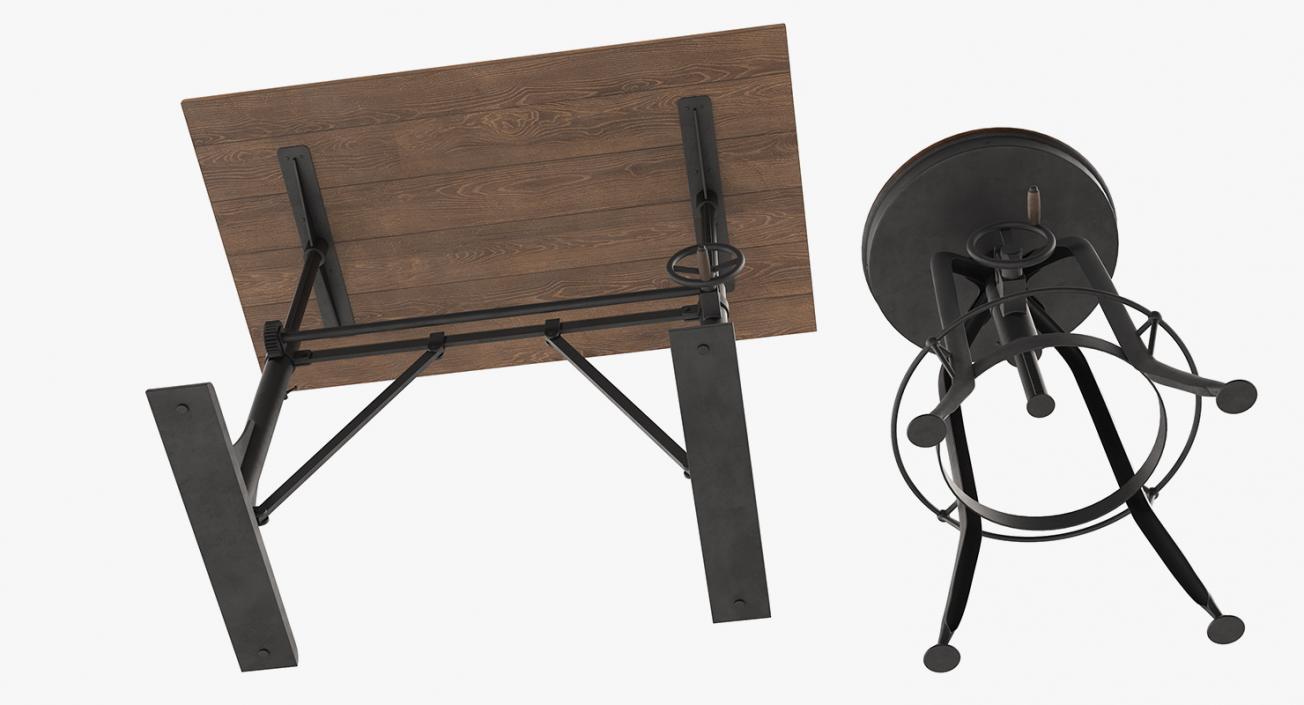 Pittsburgh Crank Standing Desk with Barstool 3D model