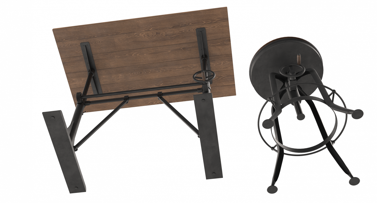 Pittsburgh Crank Standing Desk with Barstool 3D model