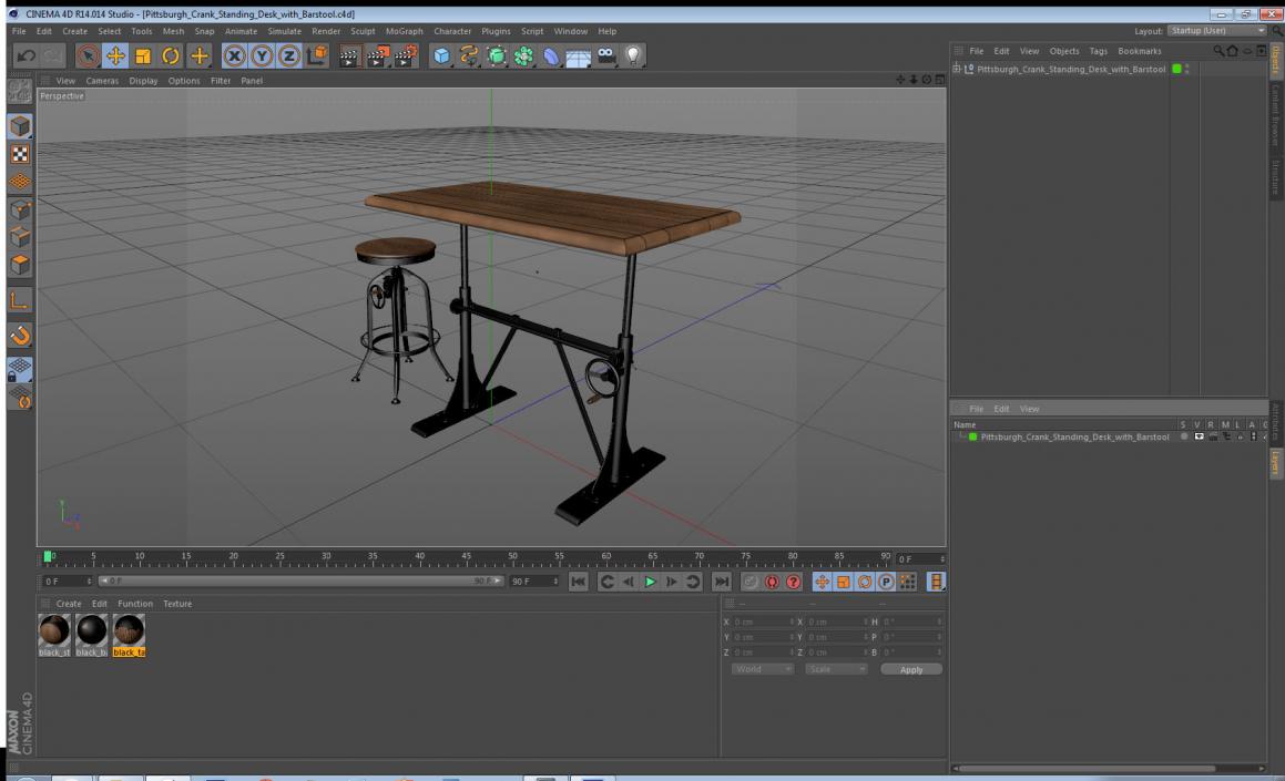 Pittsburgh Crank Standing Desk with Barstool 3D model