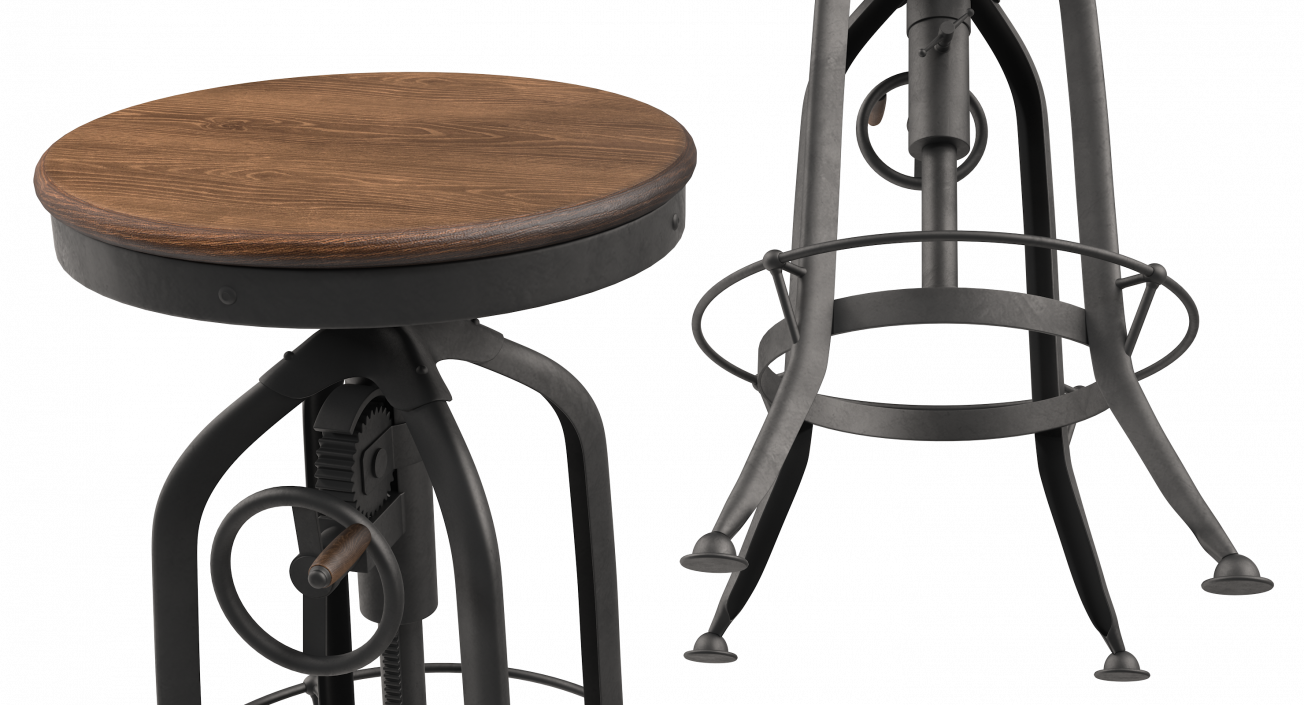 Pittsburgh Crank Standing Desk with Barstool 3D model