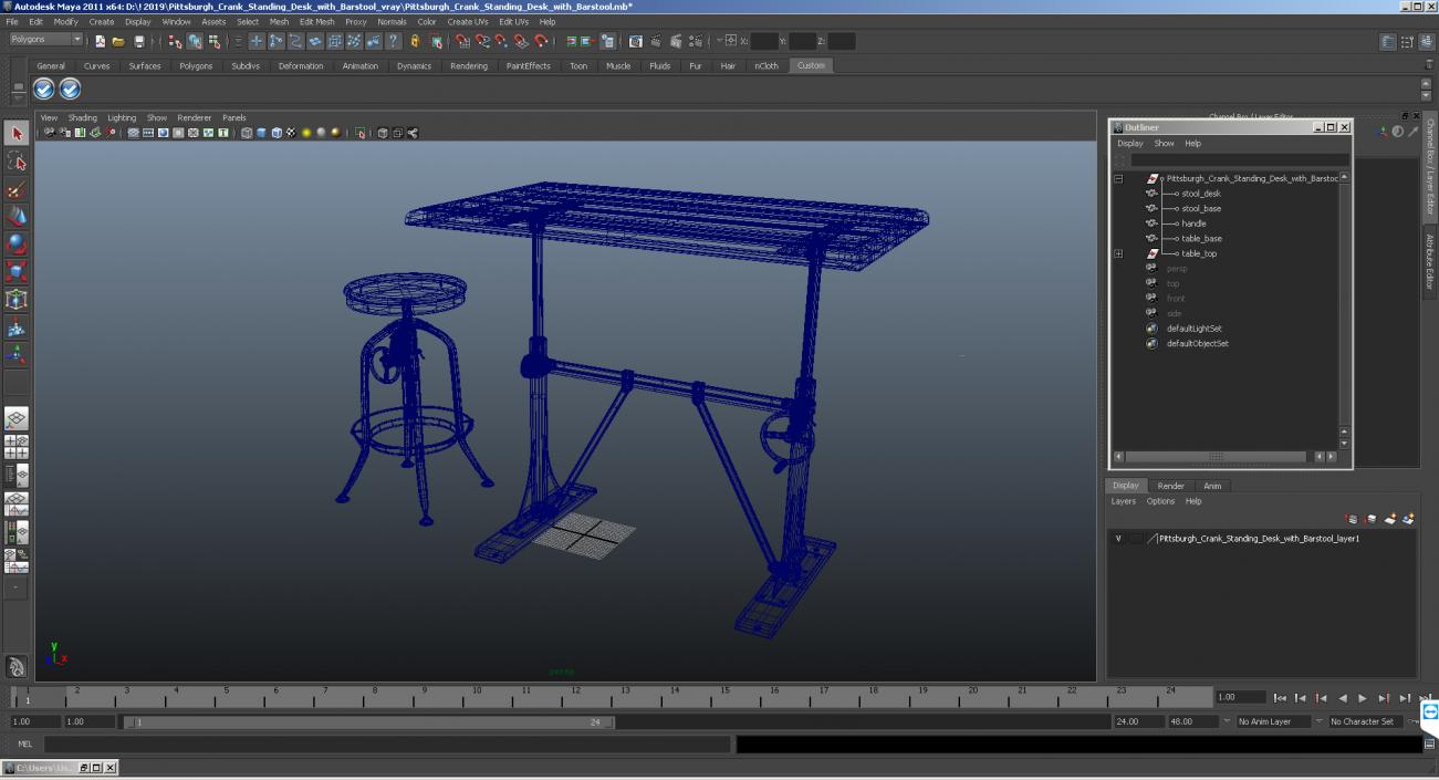 Pittsburgh Crank Standing Desk with Barstool 3D model