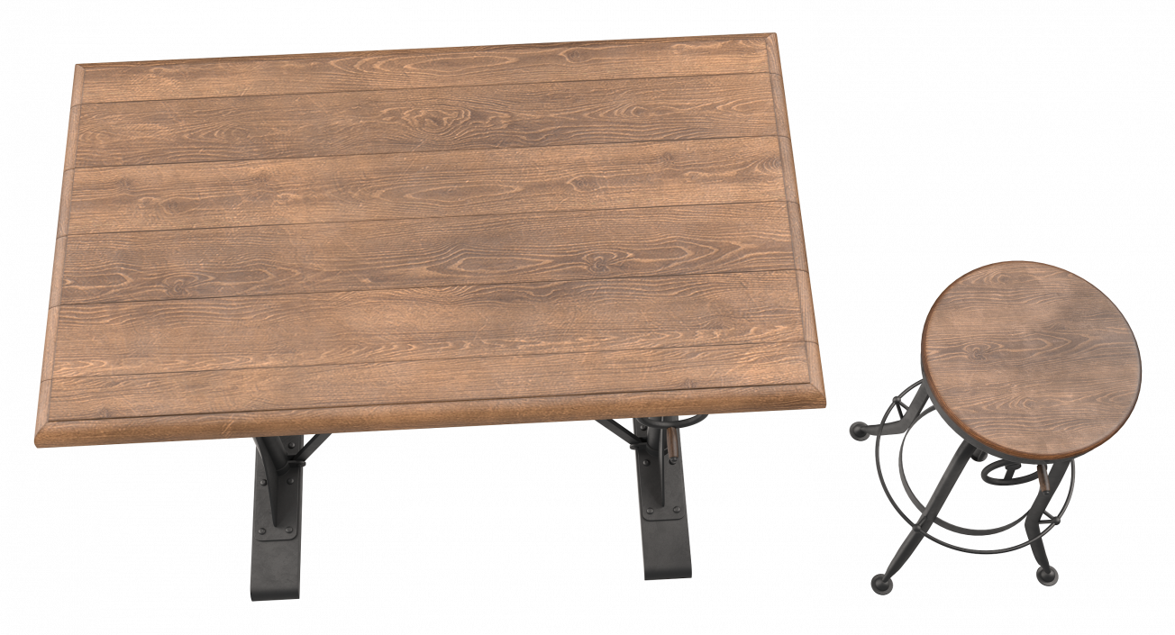 Pittsburgh Crank Standing Desk with Barstool 3D model