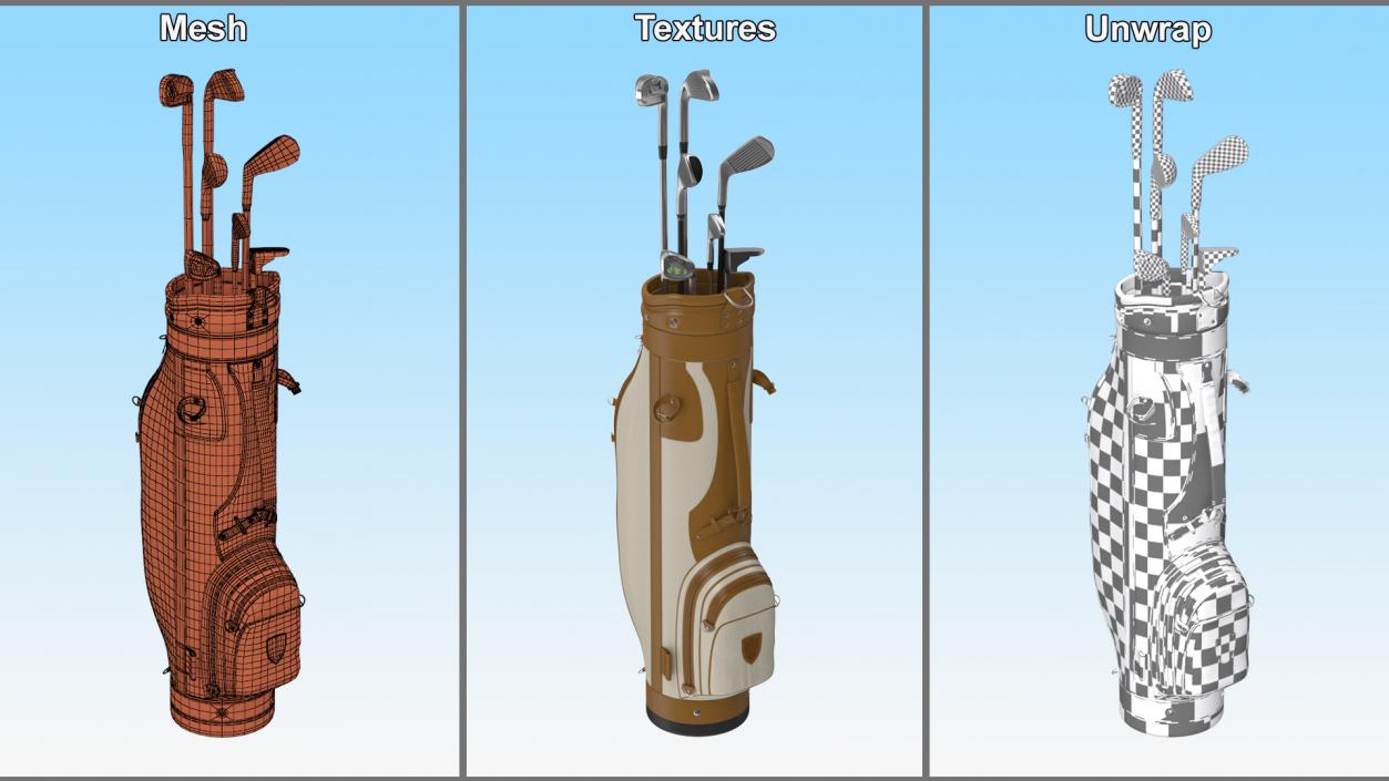 3D Golf Clubs Set with Bag model