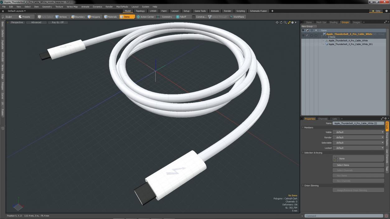 3D model Apple Thunderbolt 4 Pro Cable White