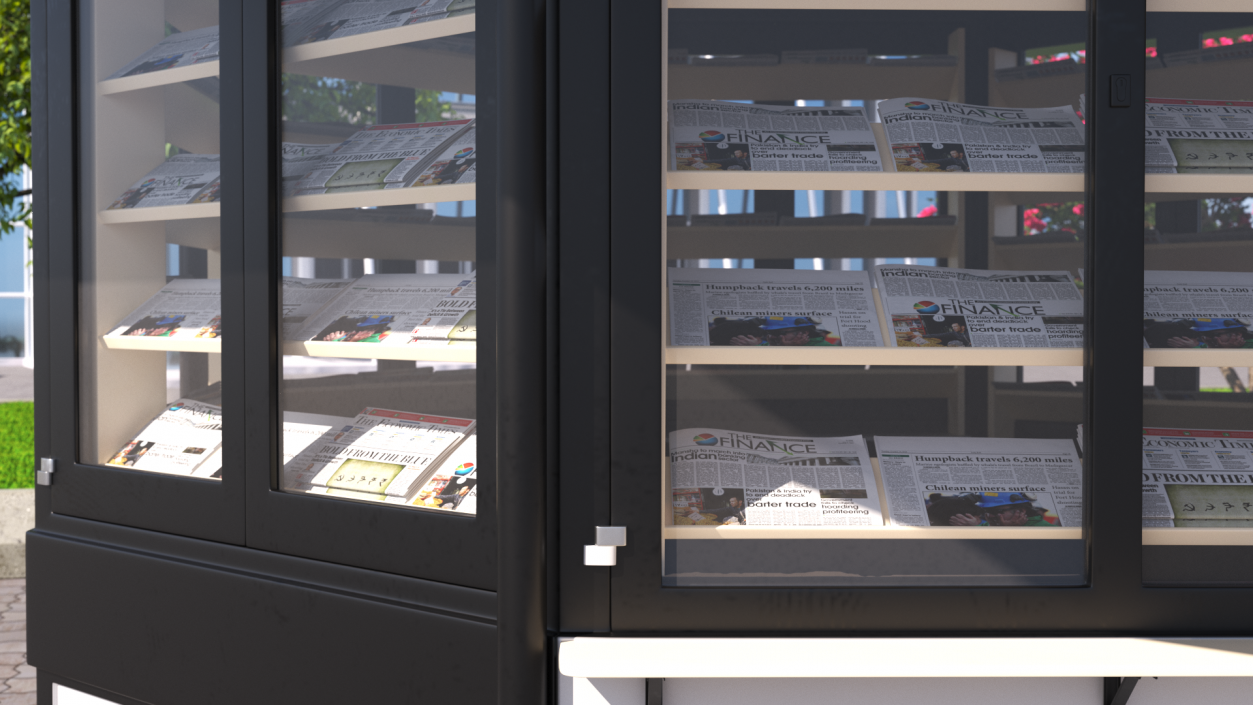 3D Newspaper Kiosk Black