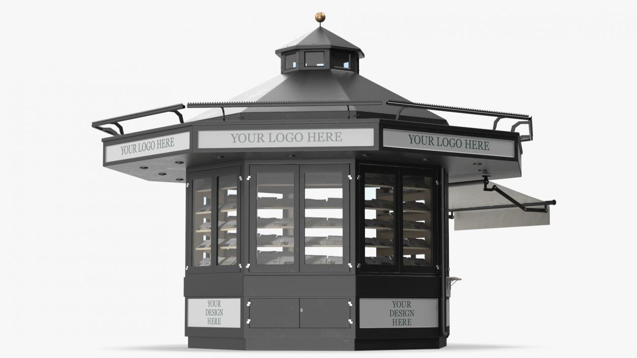 3D Newspaper Kiosk Black