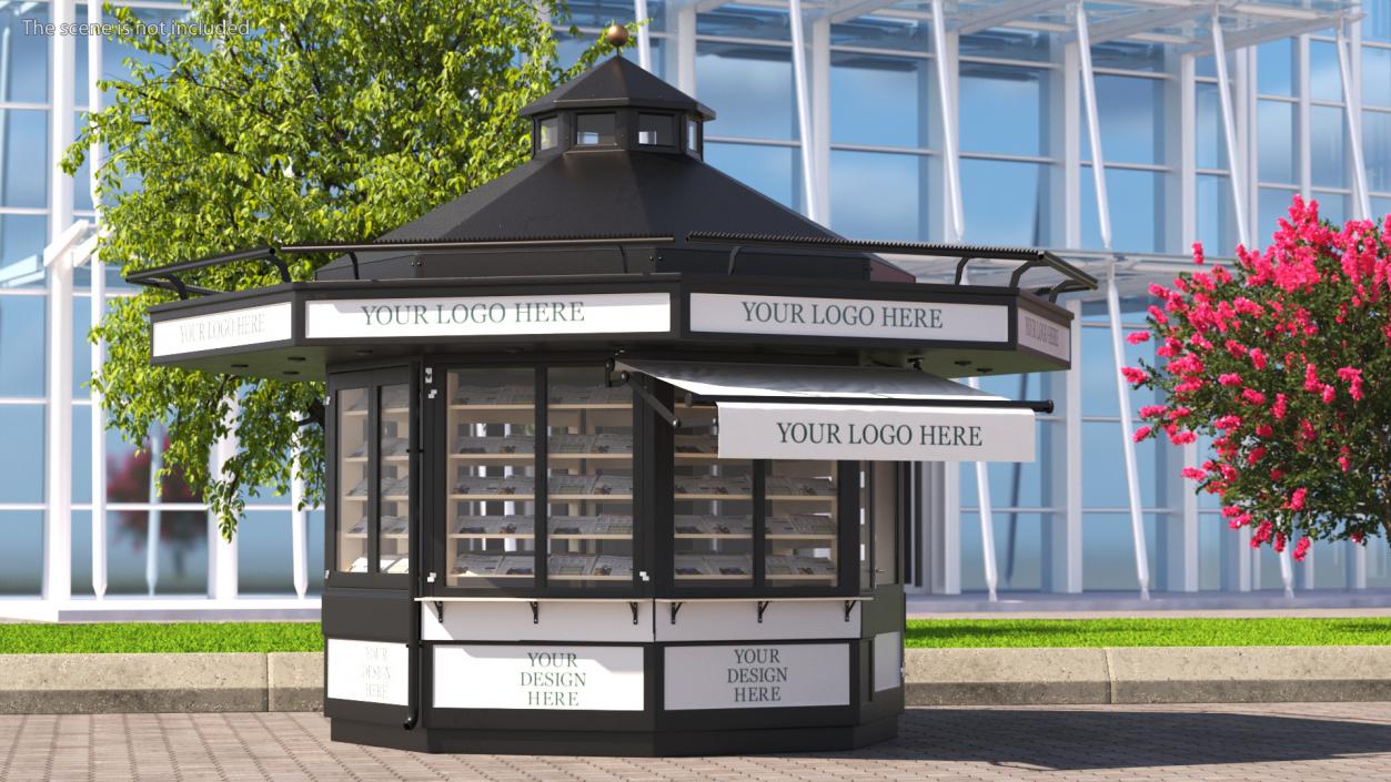 3D Newspaper Kiosk Black