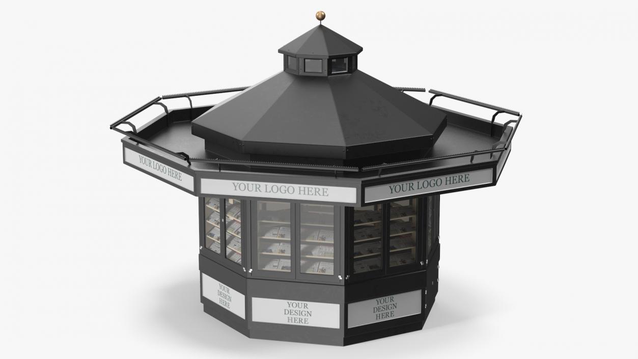 3D Newspaper Kiosk Black