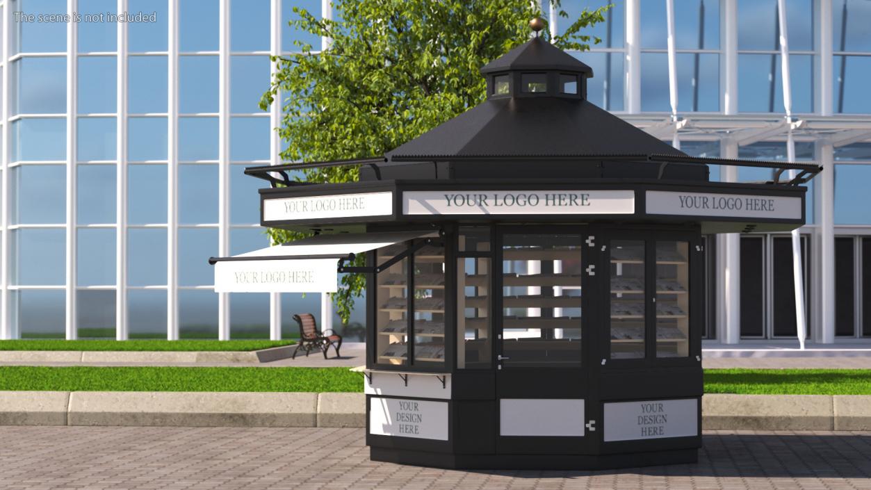 3D Newspaper Kiosk Black