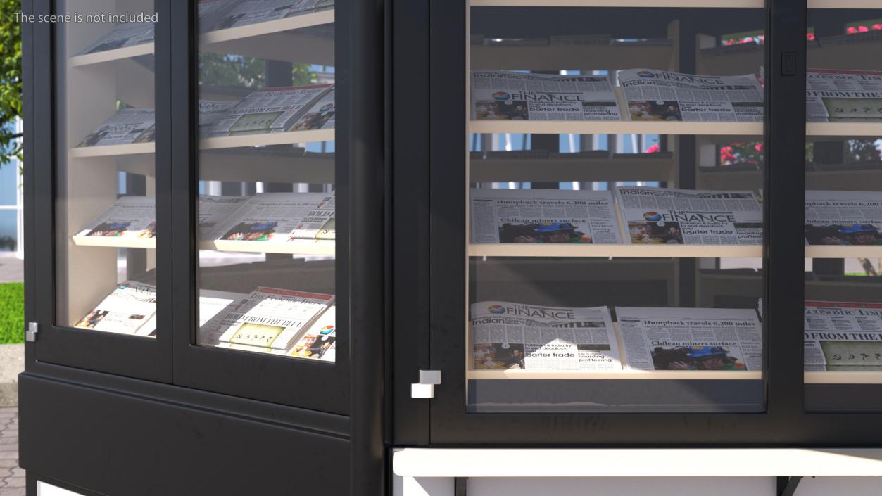 3D Newspaper Kiosk Black