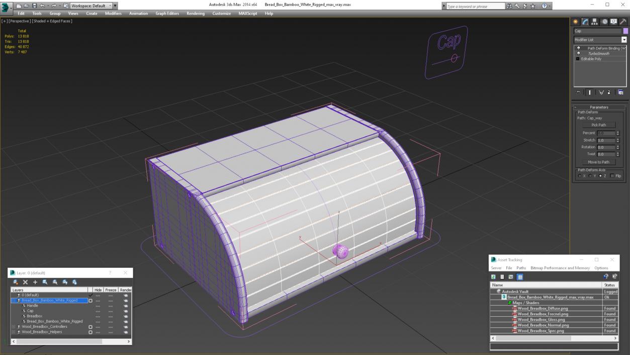 Bread Box Bamboo White Rigged 3D model