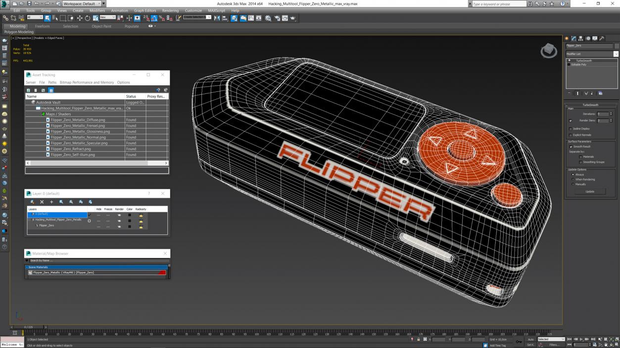 Hacking Multitool Flipper Zero Metallic 3D model