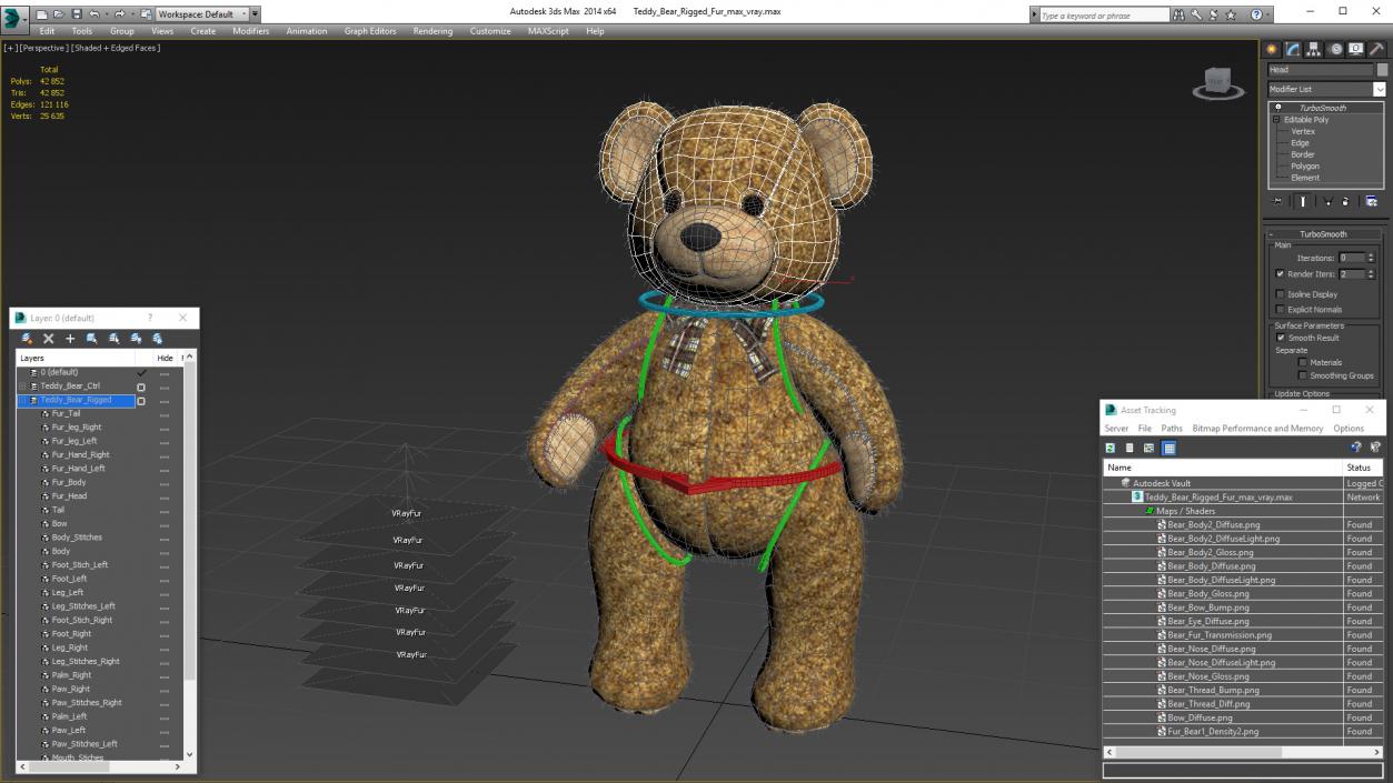 3D Teddy Bear Rigged Fur