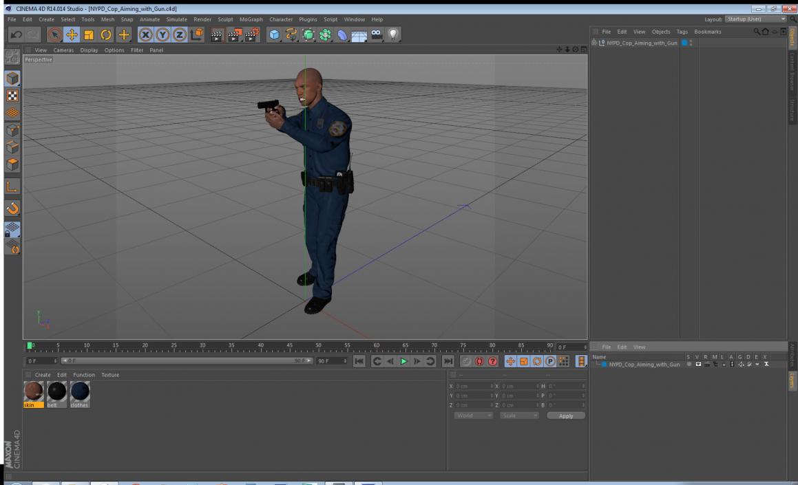 NYPD Cop Aiming with Gun 3D model