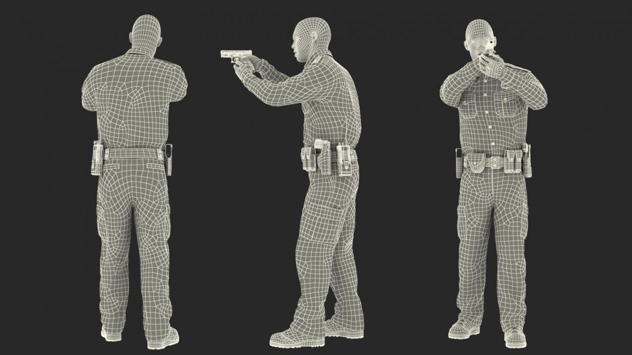 NYPD Cop Aiming with Gun 3D model