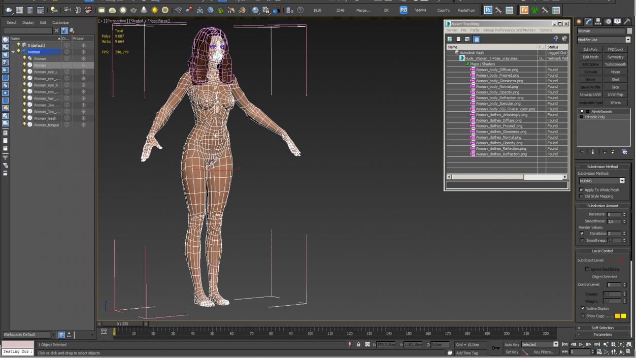 Nude Woman T-Pose 3D