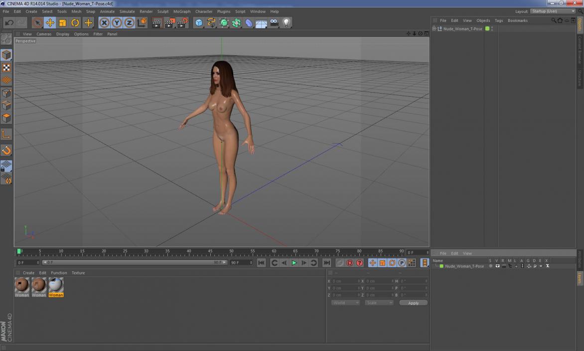 Nude Woman T-Pose 3D