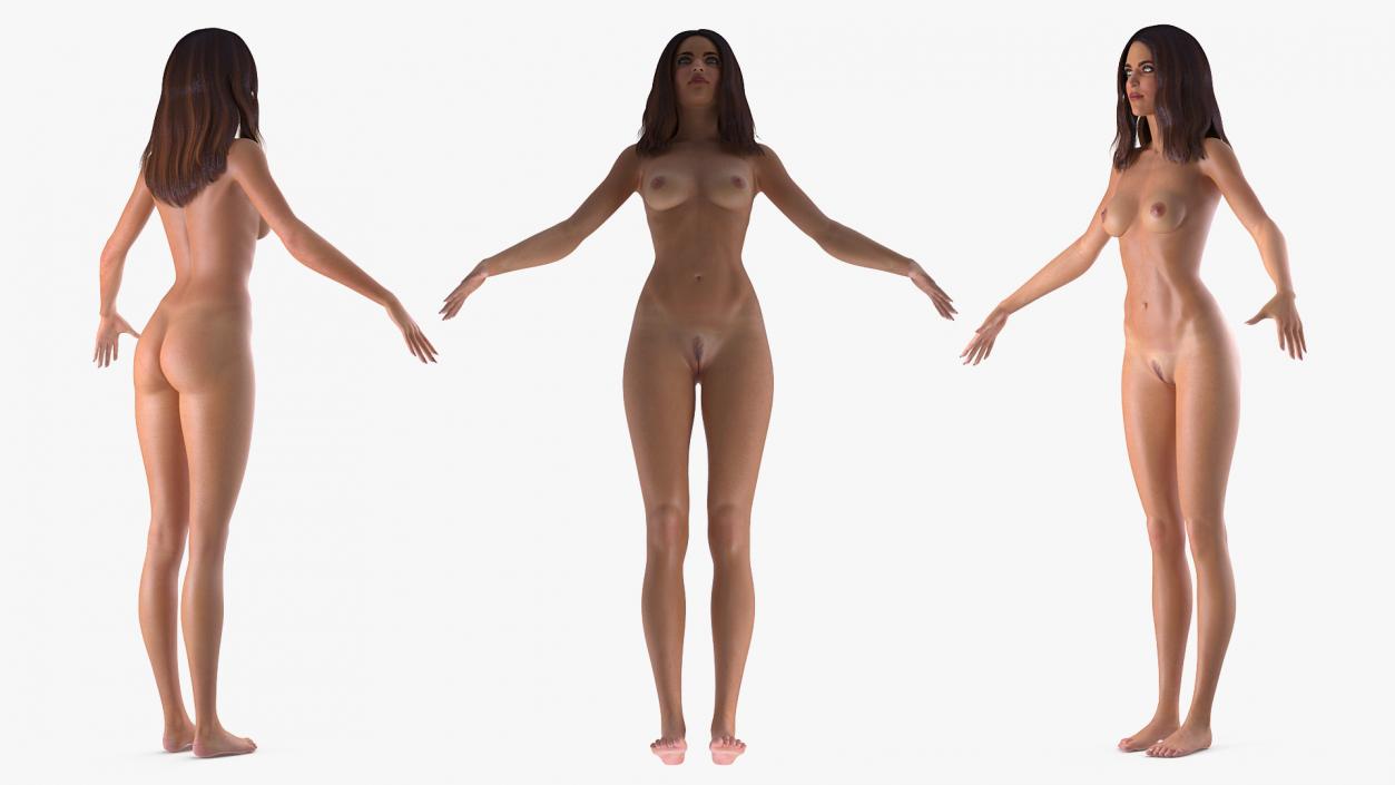 Nude Woman T-Pose 3D