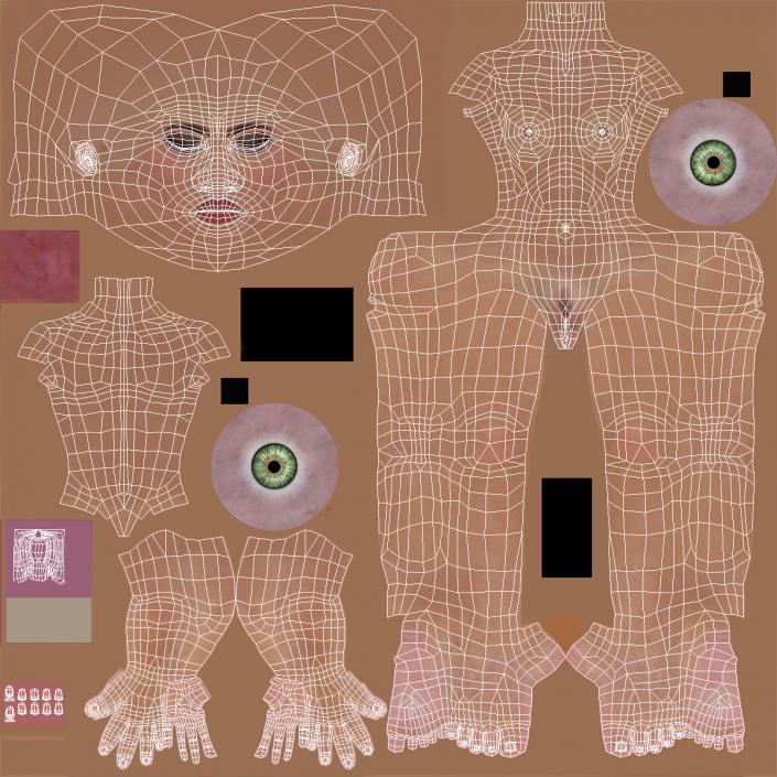 Nude Woman T-Pose 3D