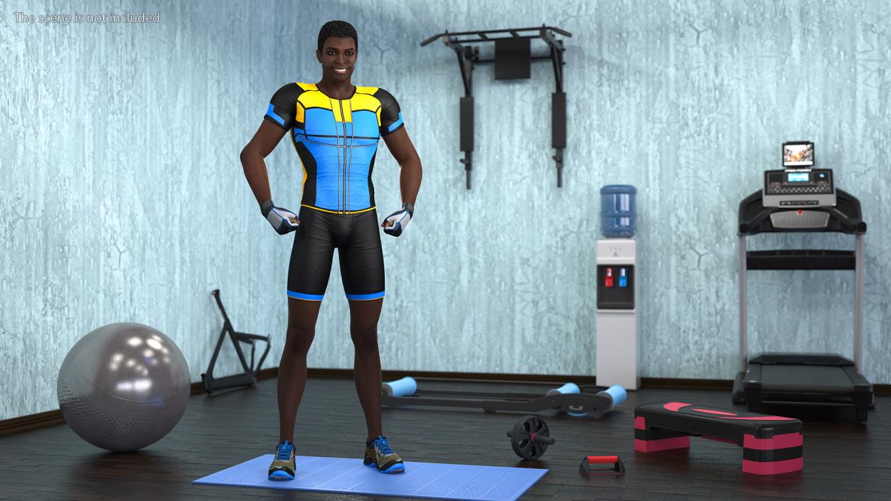 African American Fitness Instructor Rigged 3D