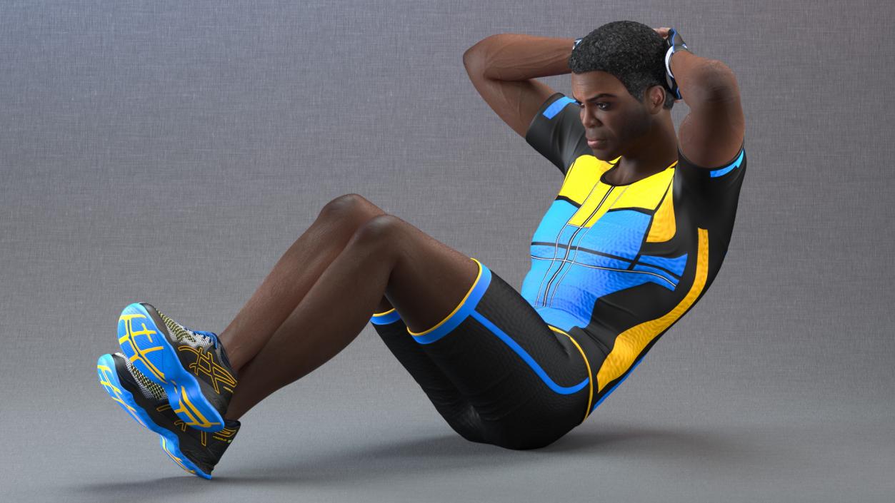 African American Fitness Instructor Rigged 3D