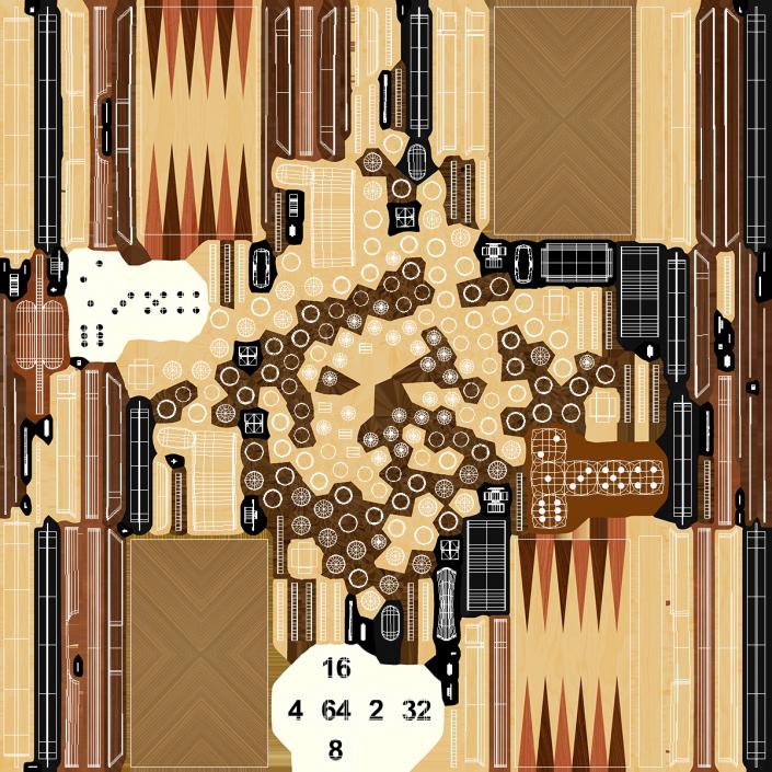 Folded Backgammon Case 3D