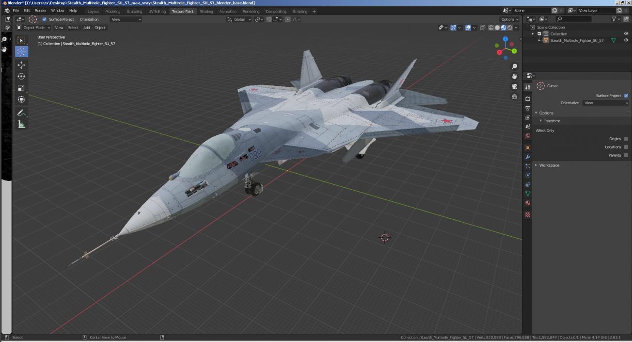 3D Stealth Multirole Fighter SU 57