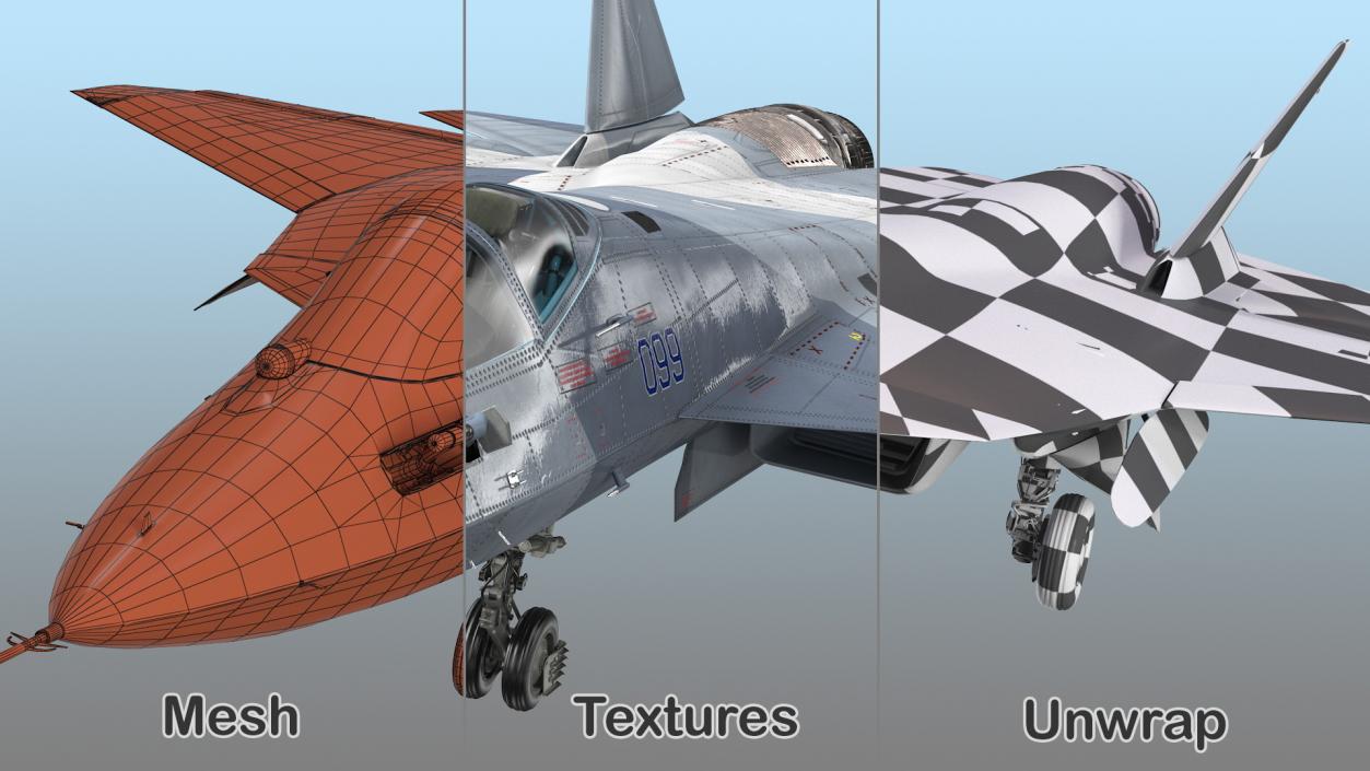 3D Stealth Multirole Fighter SU 57