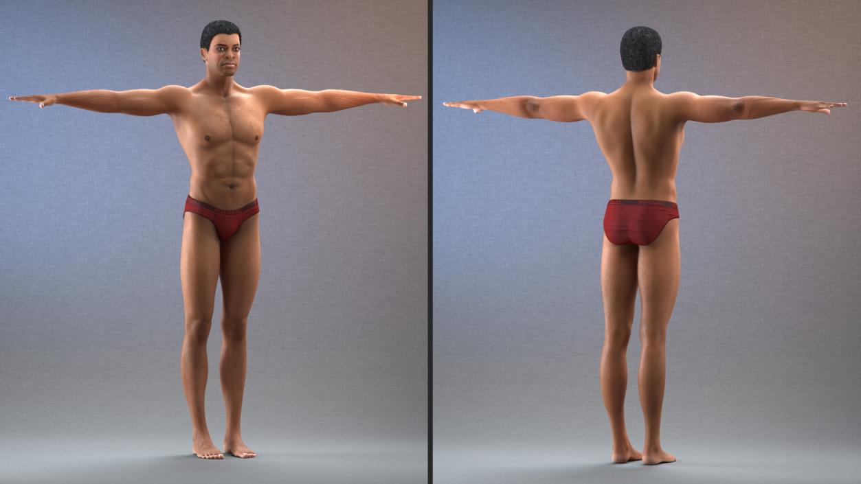 Light Skin Black Man T Pose 3D