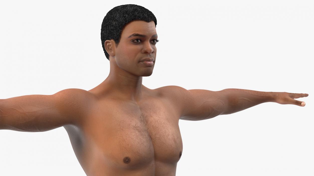 Light Skin Black Man T Pose 3D