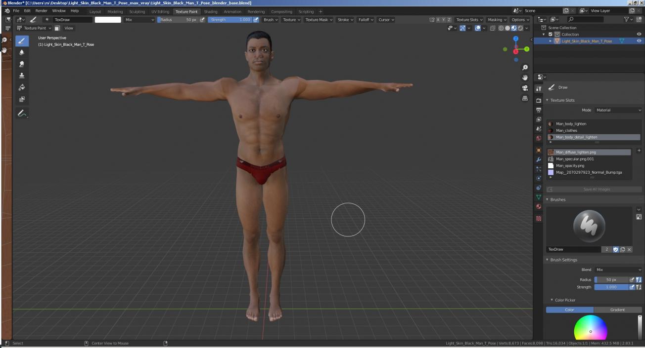 Light Skin Black Man T Pose 3D