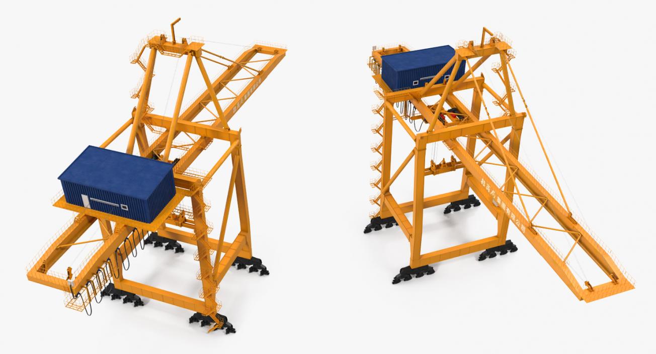 3D Container Handling Gantry Crane Orange model