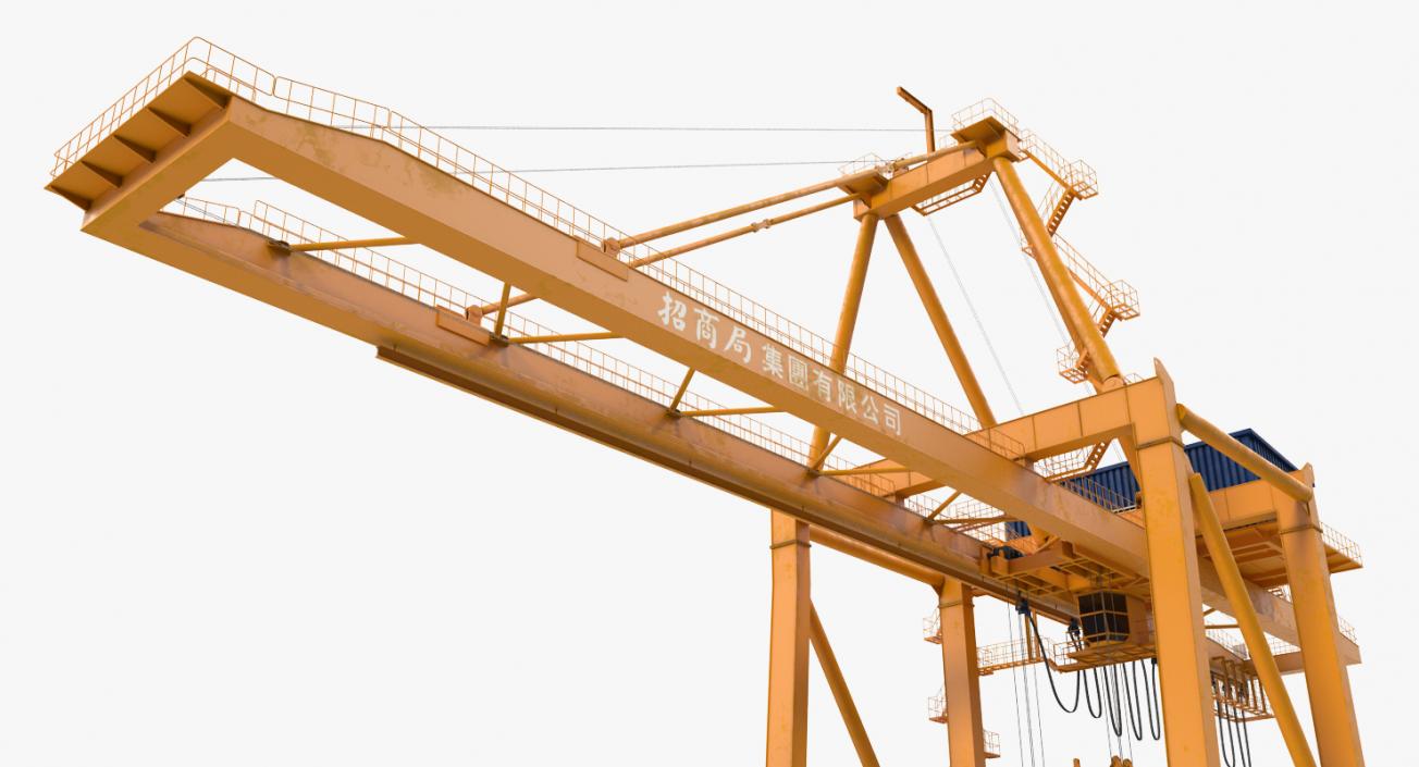 3D Container Handling Gantry Crane Orange model