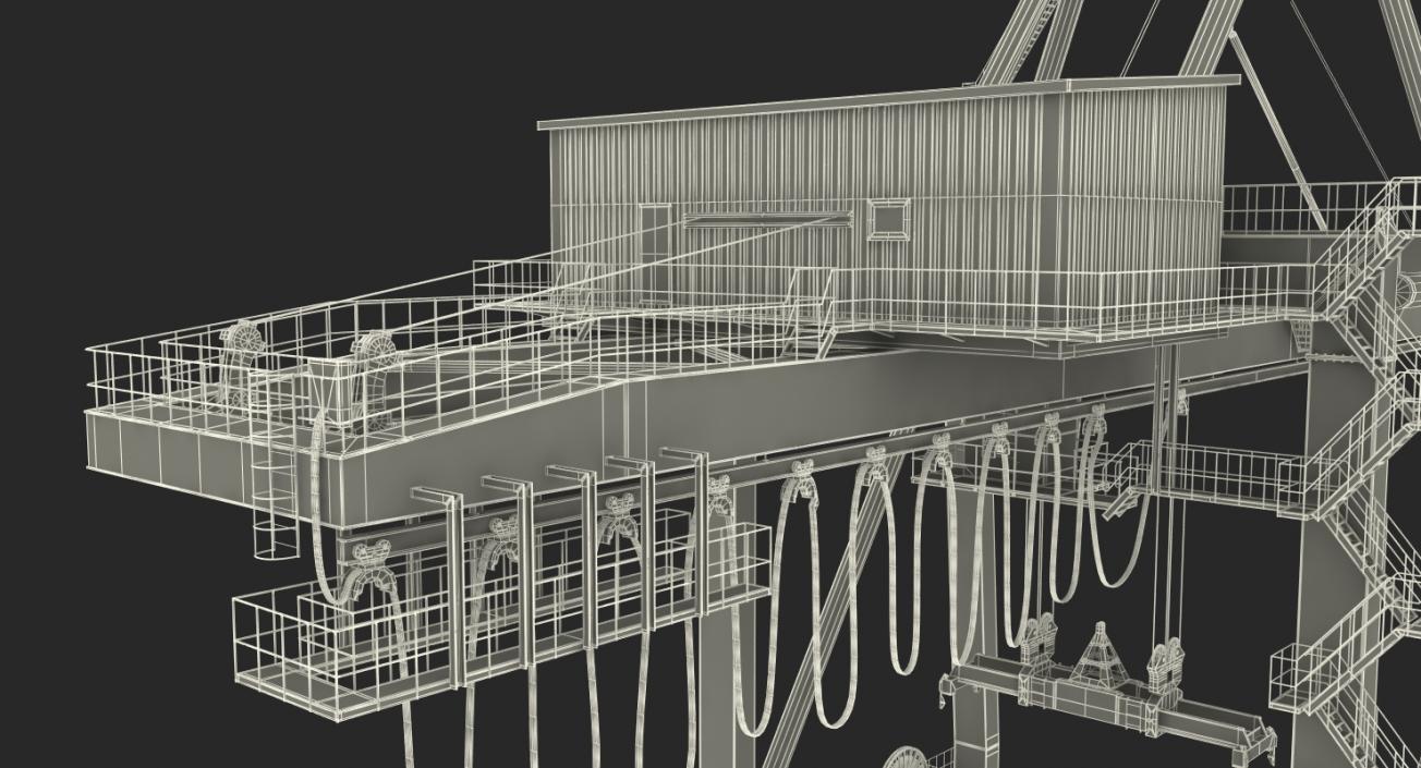 3D Container Handling Gantry Crane Orange model