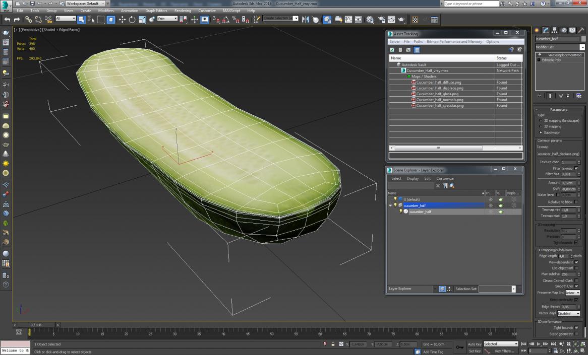 3D Cucumber Half model