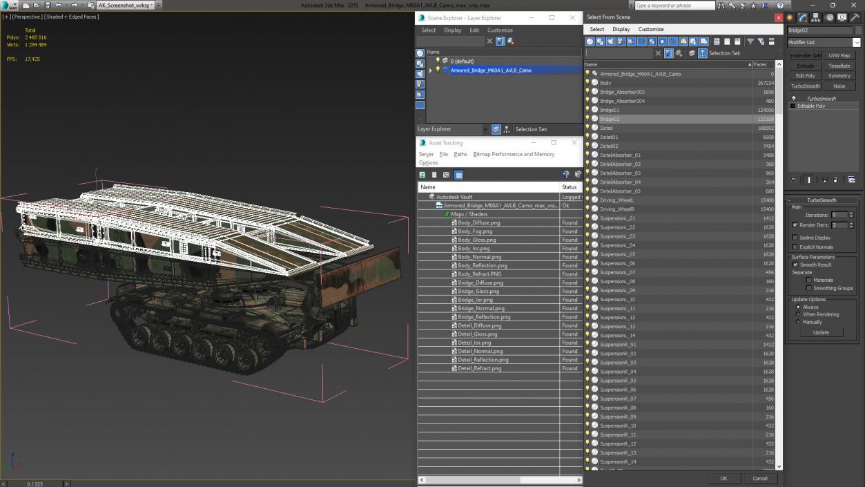 3D model Armored Bridge M60A1 AVLB Camo