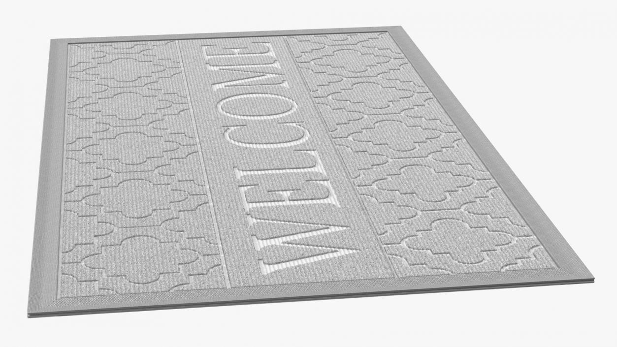 3D model Grey Rectangular Door Mats Fur