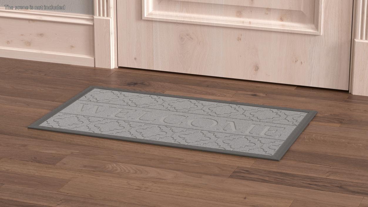 3D model Grey Rectangular Door Mats Fur