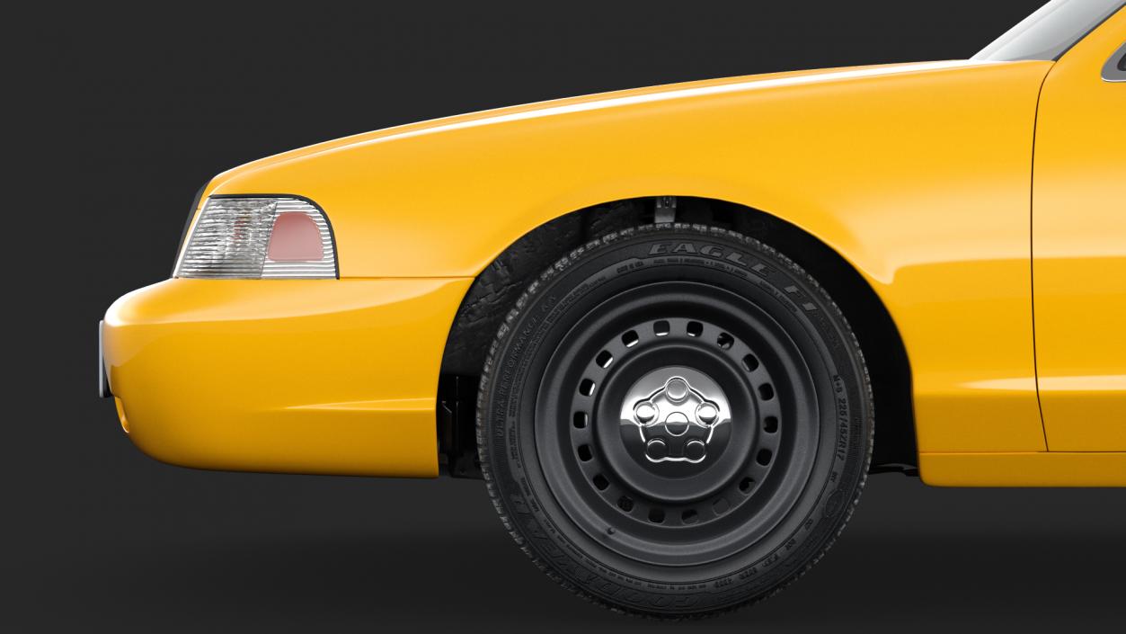 3D Ford Crown Victoria Yellow Taxi 2011 Rigged model