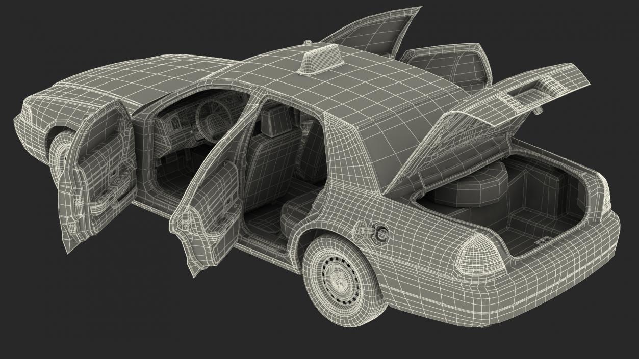 3D Ford Crown Victoria Yellow Taxi 2011 Rigged model