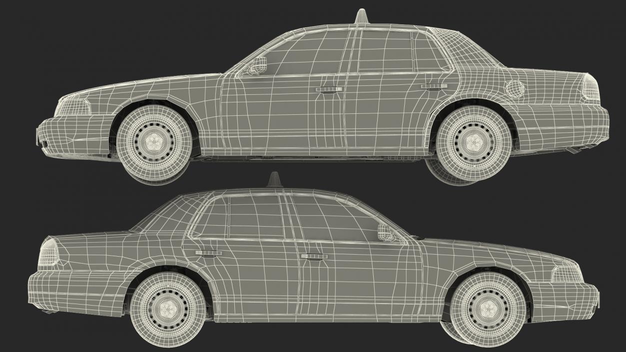 3D Ford Crown Victoria Yellow Taxi 2011 Rigged model