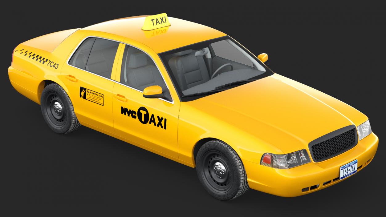 3D Ford Crown Victoria Yellow Taxi 2011 Rigged model