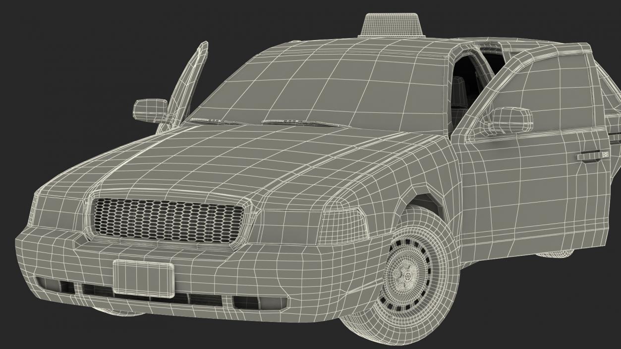 3D Ford Crown Victoria Yellow Taxi 2011 Rigged model