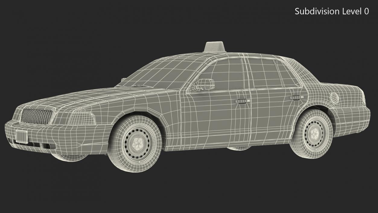 3D Ford Crown Victoria Yellow Taxi 2011 Rigged model