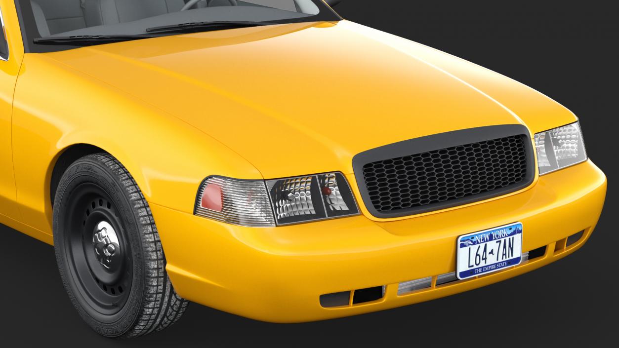 3D Ford Crown Victoria Yellow Taxi 2011 Rigged model