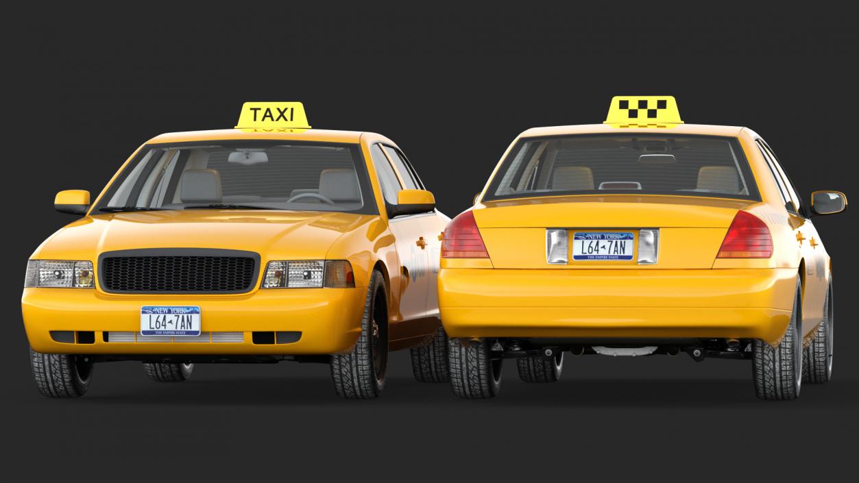 3D Ford Crown Victoria Yellow Taxi 2011 Rigged model