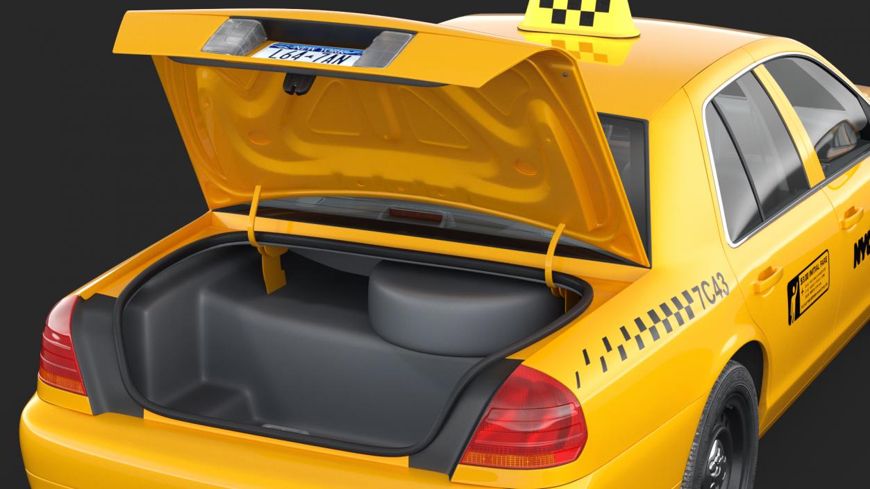 3D Ford Crown Victoria Yellow Taxi 2011 Rigged model