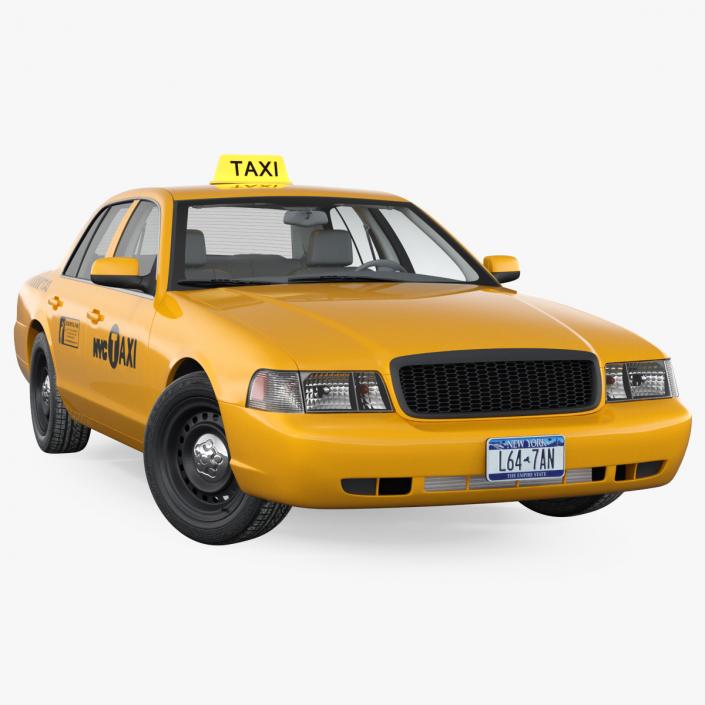 3D Ford Crown Victoria Yellow Taxi 2011 Rigged model